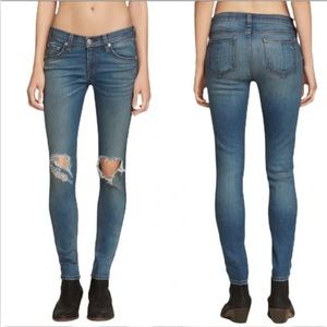 Rag & Bone Carmine Wash Low Rise Distressed Skinny Jeans